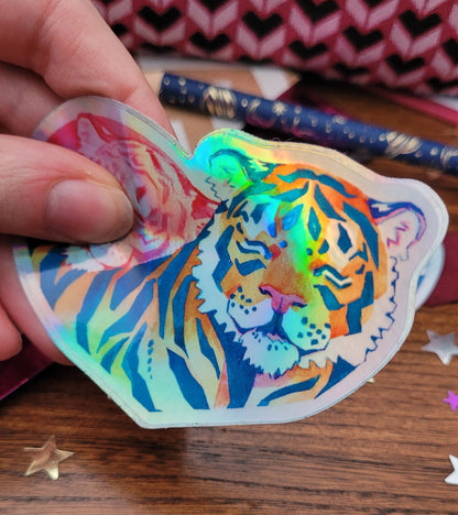 Tigres en Cœur - Sticker Holographique