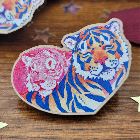Tigres en Cœur- Pin's en Bois